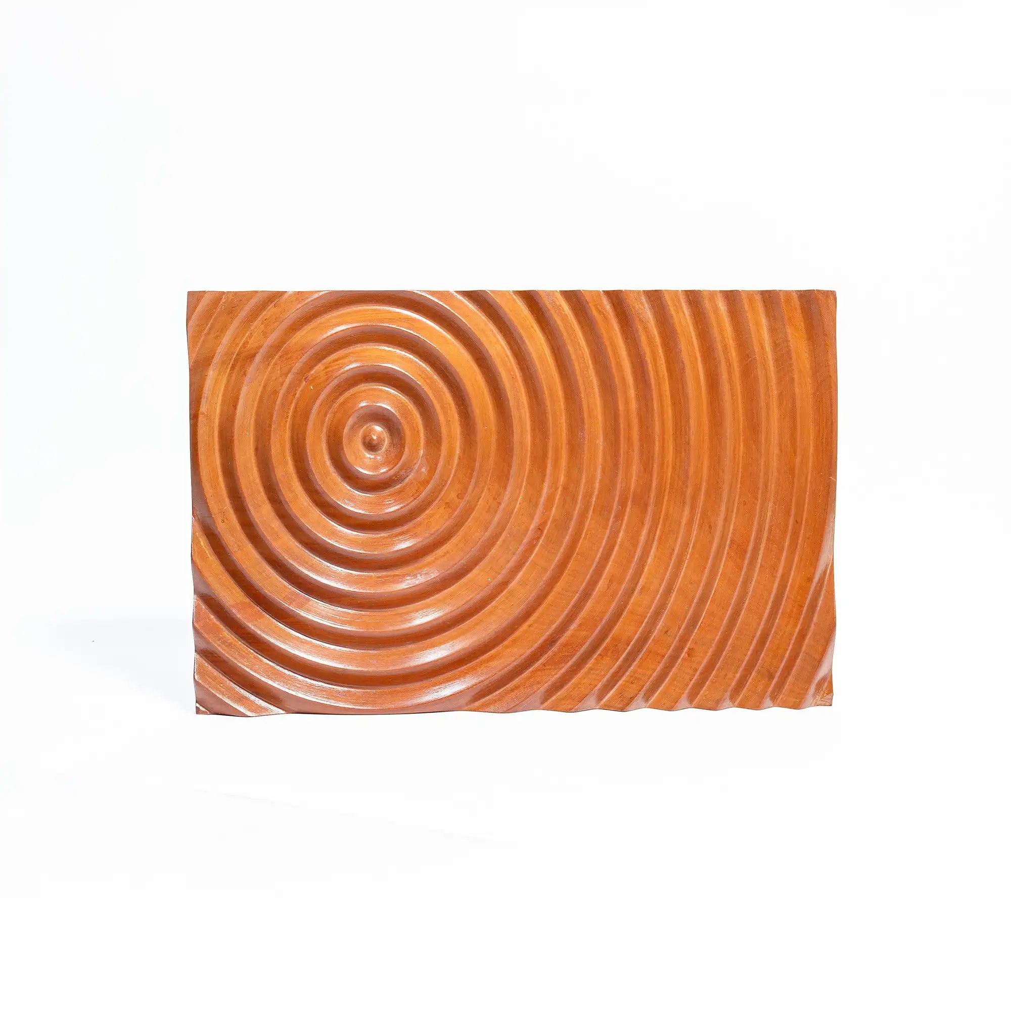 Ripples of Bengal: Sculpted Teak Wall Feature