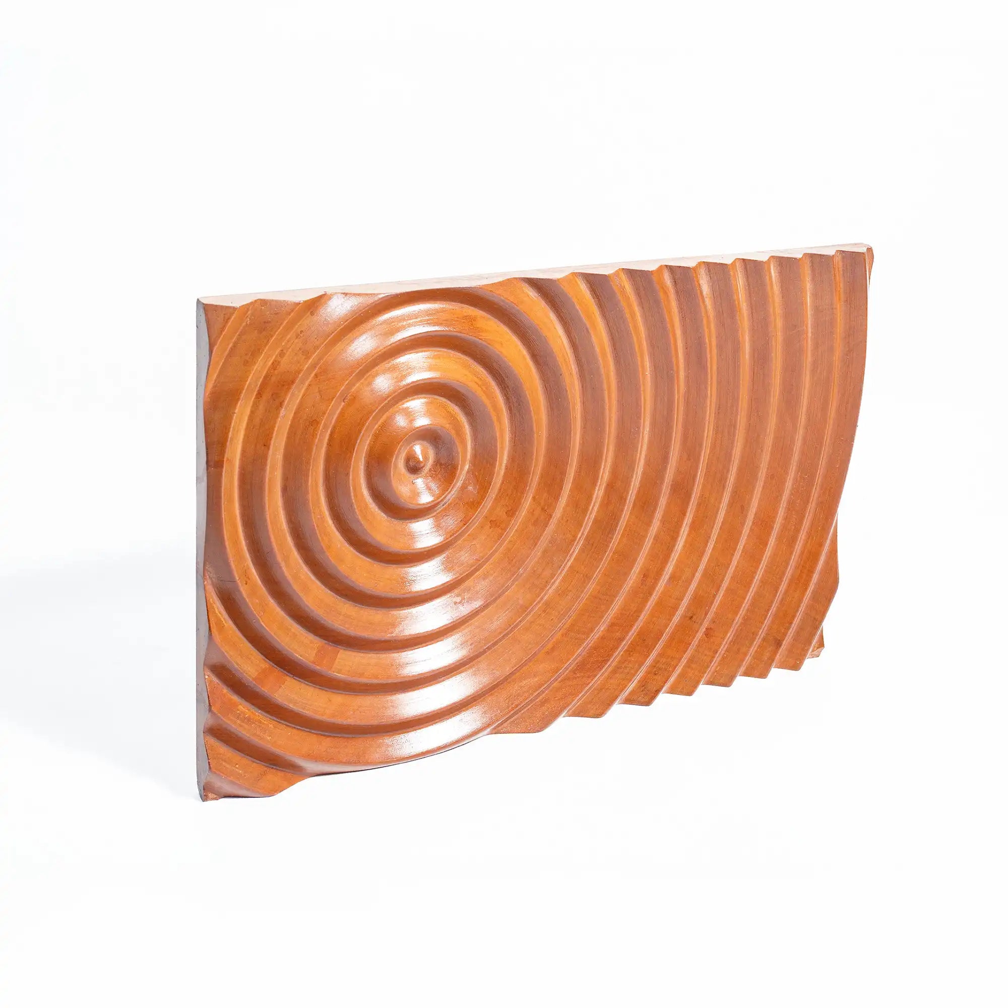 Ripples of Bengal: Sculpted Teak Wall Feature